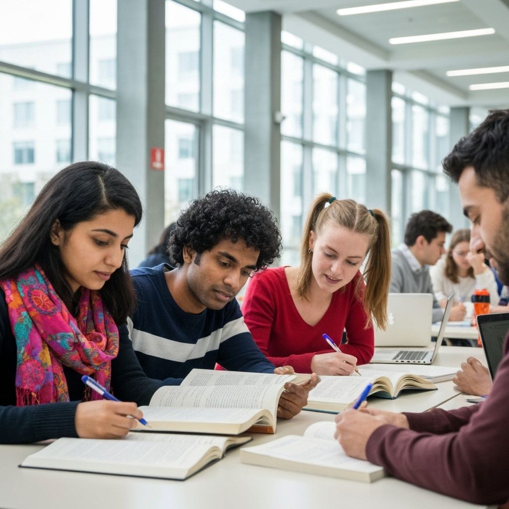 International students studying together